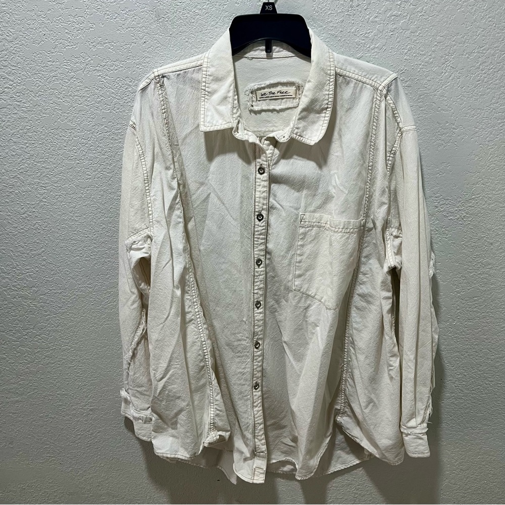 We The Free Cream Casual Button Down Shirt Shacket